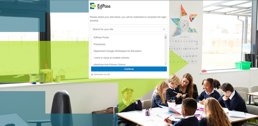 EdPass portal sign in screen.
