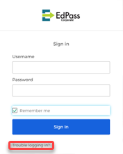 EdPass portal - Trouble logging in under Sign In.